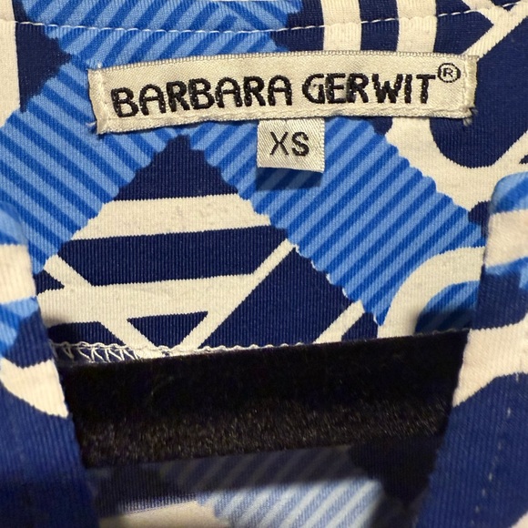 Barbara Gerwit EUC Size XS Pretty Geometric Blues & White Tunic Top Dress (0564) - Picture 7 of 8